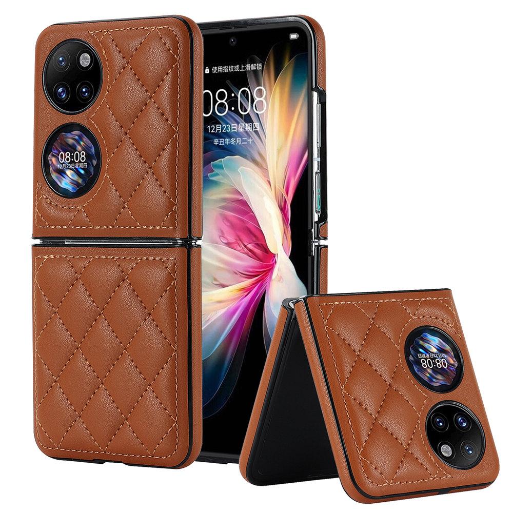 Fashion P50 Pocket Rhombic Ultra-thin Leather Case For Huawei P50 Pocket 2 Shockproof Back Cover