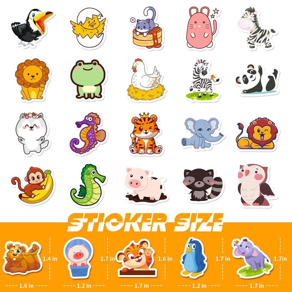 100 Small Size 4cm New Animal Hedgehog Mix Stickers Cute Cartoon Animal Collection Stickers