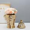 Modern Minimalist Gold-plated Ceramic General Jar Home Decoration Flower Arrangement Vase Flower and Bird Crafts Ornament