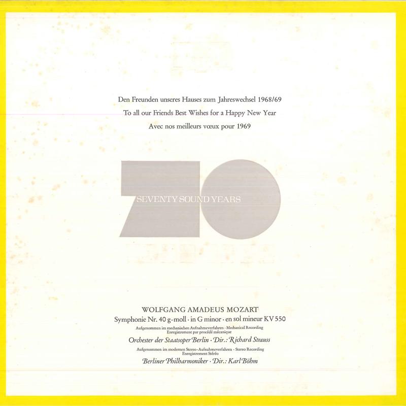 

LP Record MOZART RICHARD STRAUSS KARL BOHM Symphonie Nr. 40 GMoll KV 550 642010 DEUTSCHE GRAMM 1968 Germany Classical Used