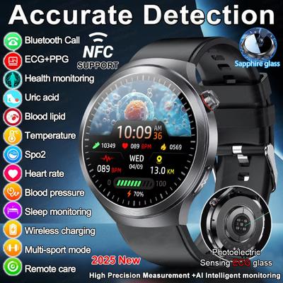 2025 New ECG+PPG Smart Watch Lipids Uric Acid Blood Pressure Health Watch Men NFC Access 100+Sport HD Bluetooth Call Clock Women
