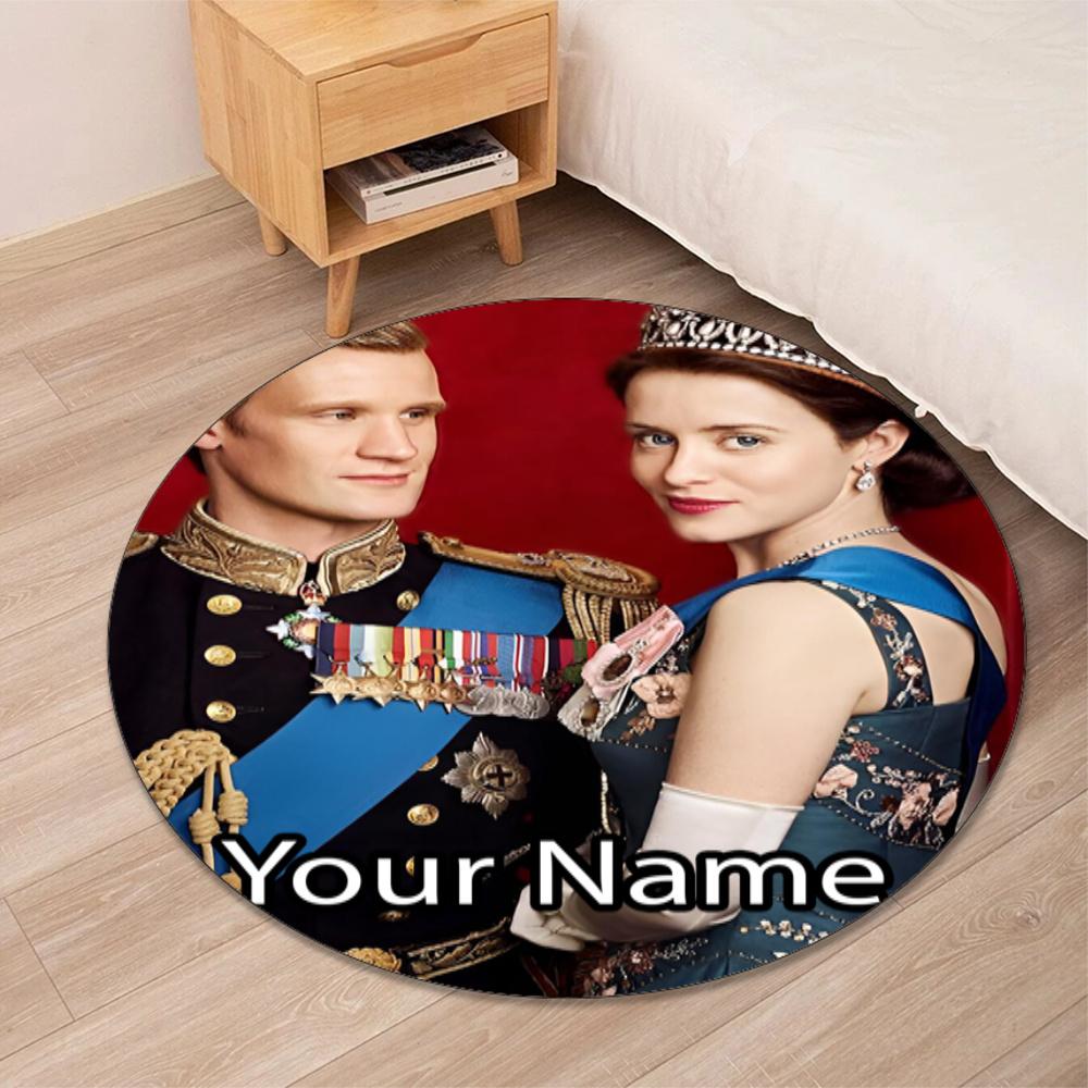 Custom Name The Crown Printed Round Rug Carpet Chair Rug Area Rug Entryway Doormats,for Office Chair Living Room Bedroom Kitchen Room.