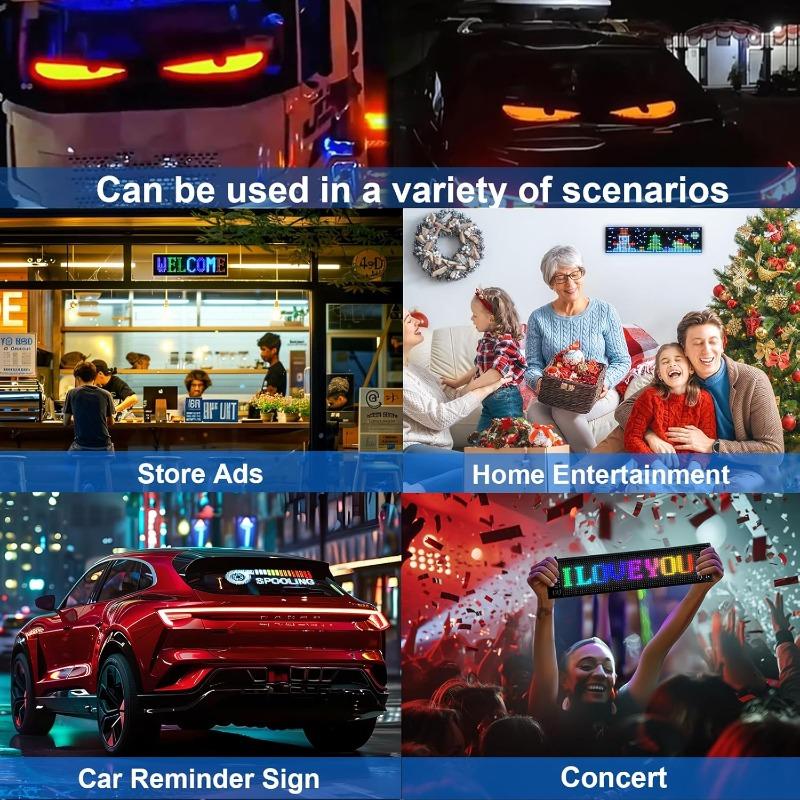 2Pcs 23.4''x4.72'' Devil's Eye LED Light Truck Dynamic IP44 Eye Light Car Display Screen Car Stickers Emoji Light for Trucks