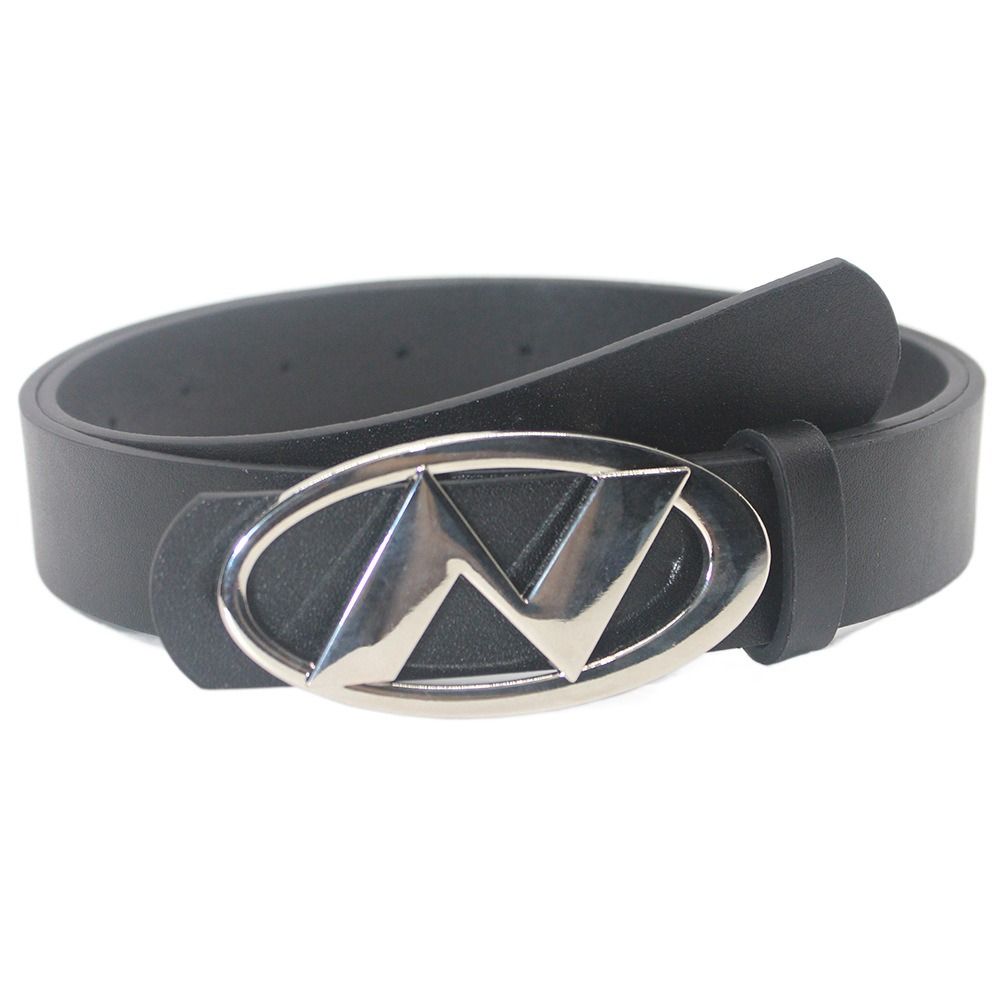 

Металлическая пряжка ПУ кожаный ремень с буквами Широкий бок Металлическое украшение для брюк Y2k стиль Пояс на талию Вечеринка чёрный