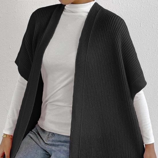 Kvinner Ensfarget Strikket Genser Vest Casual Løstsittende Cardigan Jakke Høst Vinter Strikkevest Kåpe