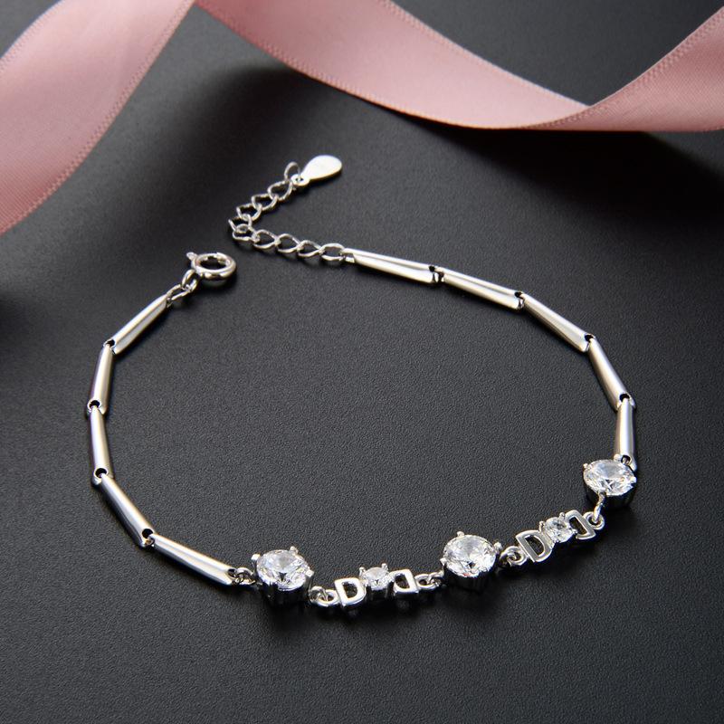 Lindon Damen-Armband aus 925er-Sterlingsilber, Zirkon-Schmuck, geometrische Perlenkette, Gliederarmband, modisch, feines Hochzeitsgeschenk für Freundin