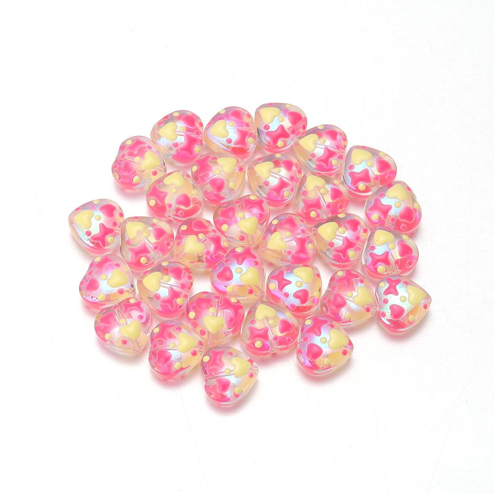 5pcs Heart Glass Beads Colorful Hand Painted Lampwork Loose Beads for Jewelry Making DIY Necklace Bracelets Earrings Accessories