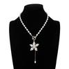 Imitation Pearl Choker Necklace Women Flower Pendant Aesthetics Jewelry Gift