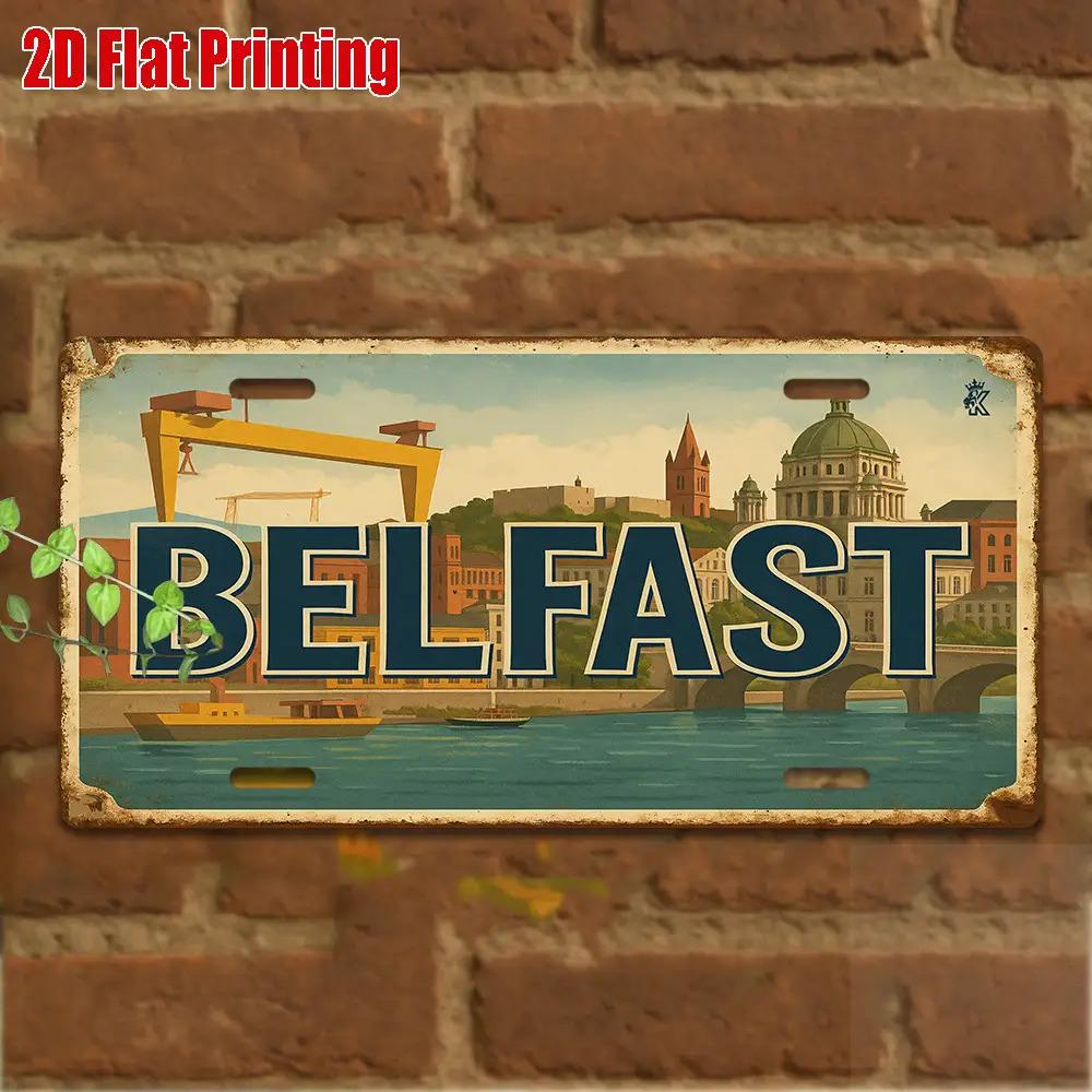 D-Moll PC Belfast Nordirland Metallkennzeichen Wandkunst x Retro Irisch-Thematisches Aluminiumschild mit Lunderry C