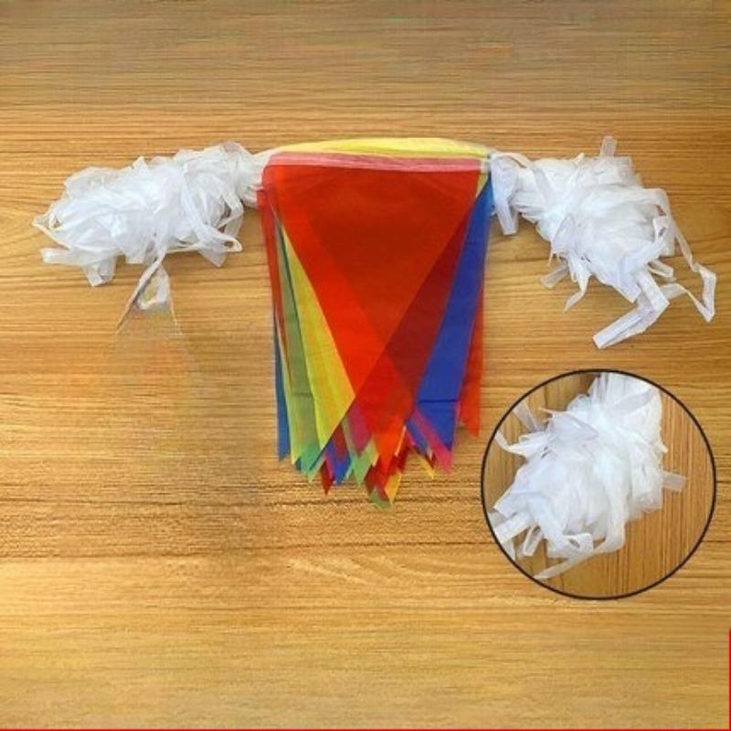 

50/80/100M Multicolored Triangle Flags Bunting Banner Nylon Fabric Pennant Festival Outdoor ColorfulHomeWeddingHangingDecoration