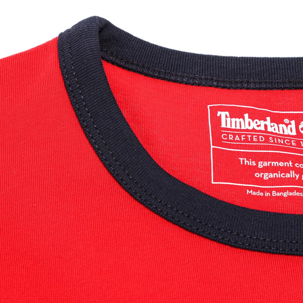 Timberland Letter Print Spliced Round Neck Short Sleeve T-Shirt Men Tops Red A2B86P92