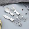 Creative Folding Design Outdoor Portable Picnic Tableware Set Stainless Steel Folding Salad Spoon Fork Chopsticks Kitchen Tools