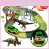 Explore The 144pcs Dinosaur Dino World Kid Flexible Race Car Track Play Set