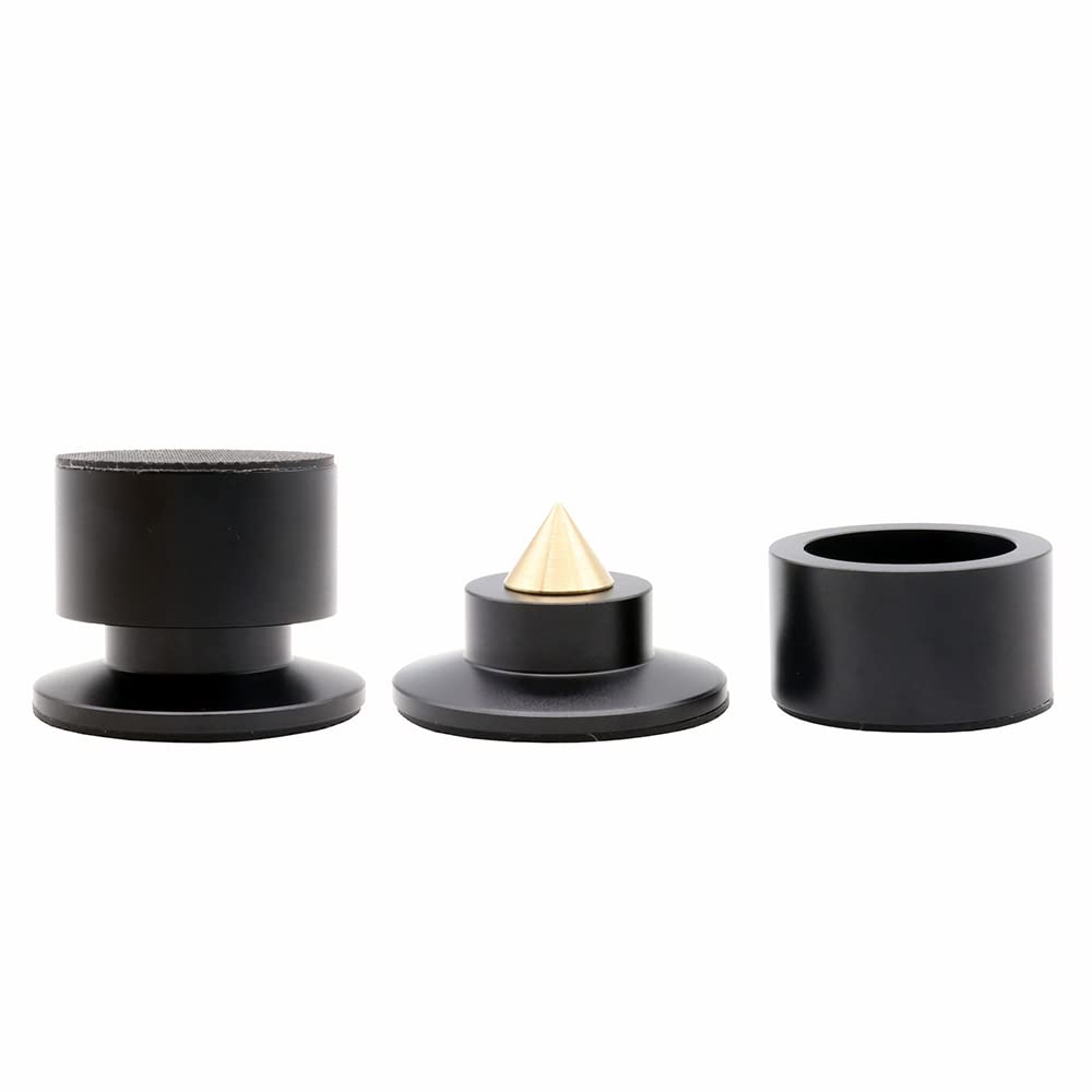 Flushbay Speaker Insulator Alloy Height for Audio Sound Quality Improvement 4-Pack Spikes, + Brass, Adjustable, Speakers, (Black)