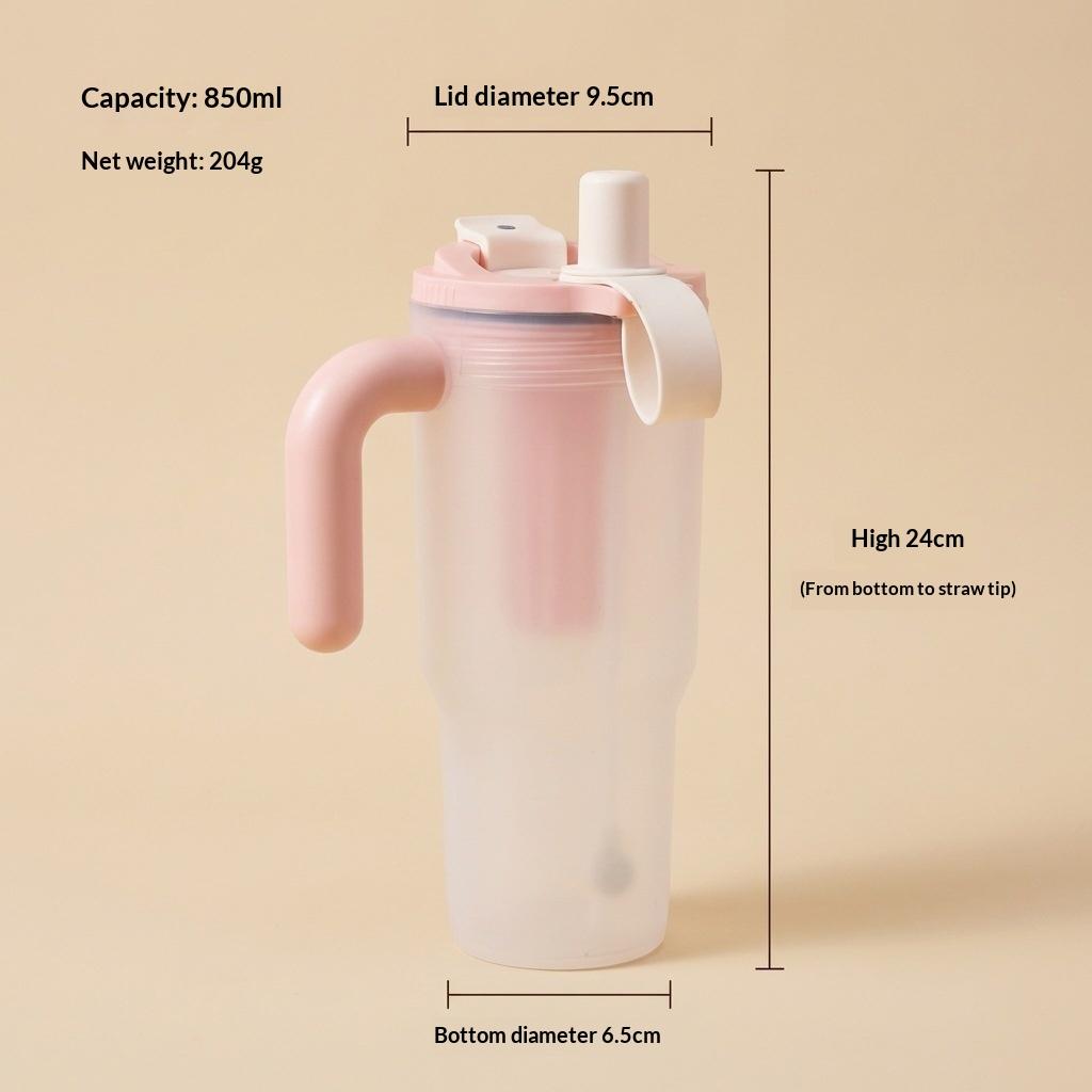 Portable Sport Drinking Bottle Transparent Plastic Water Cup with Straw&Strainer Travel Large Capacity Heat-resistant Tumbler