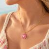 Colorful Enamel Round Pendant Necklace, Star Cross Heart Moon Choker, Stainless Steel Tarnish Resistant Clavicle Jewelry