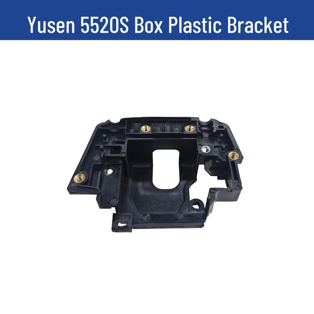 Yusen Chainsaw 5520 Parts: Cylinder, Carburetor, Clutch, Drive Disc, Pull Starter, Ignition Coil, Air Filter.