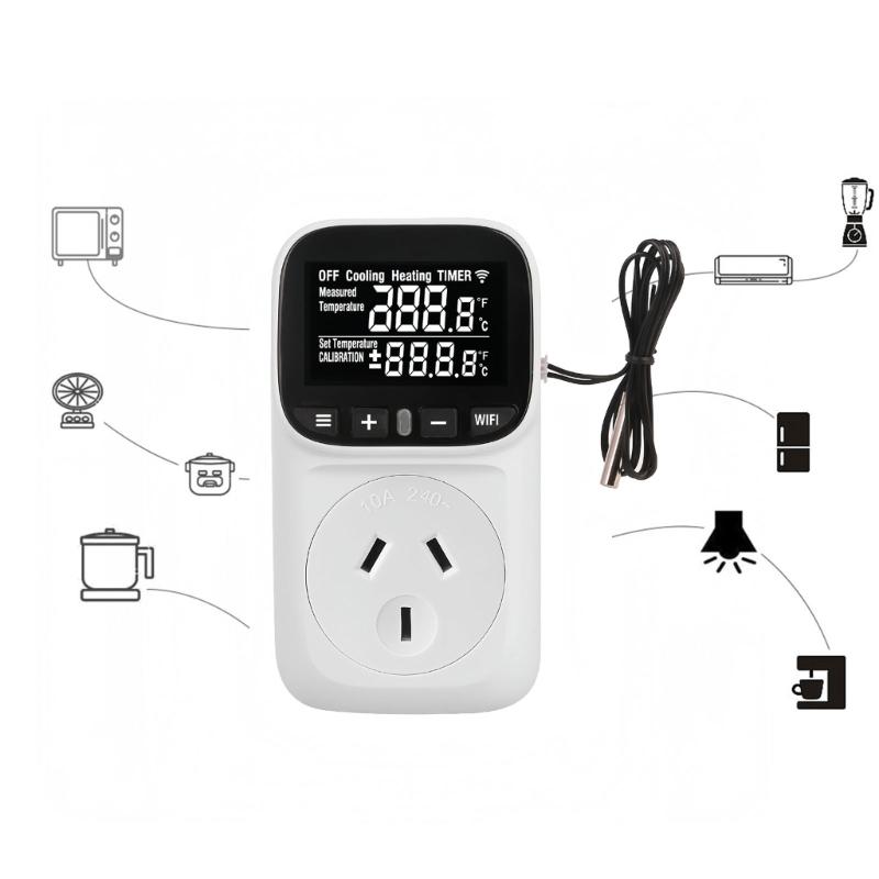 Digital Temperature Controller Outlet Socket Heating Cooling Thermostat With Timer Switches for Refrigerator Aquaculture