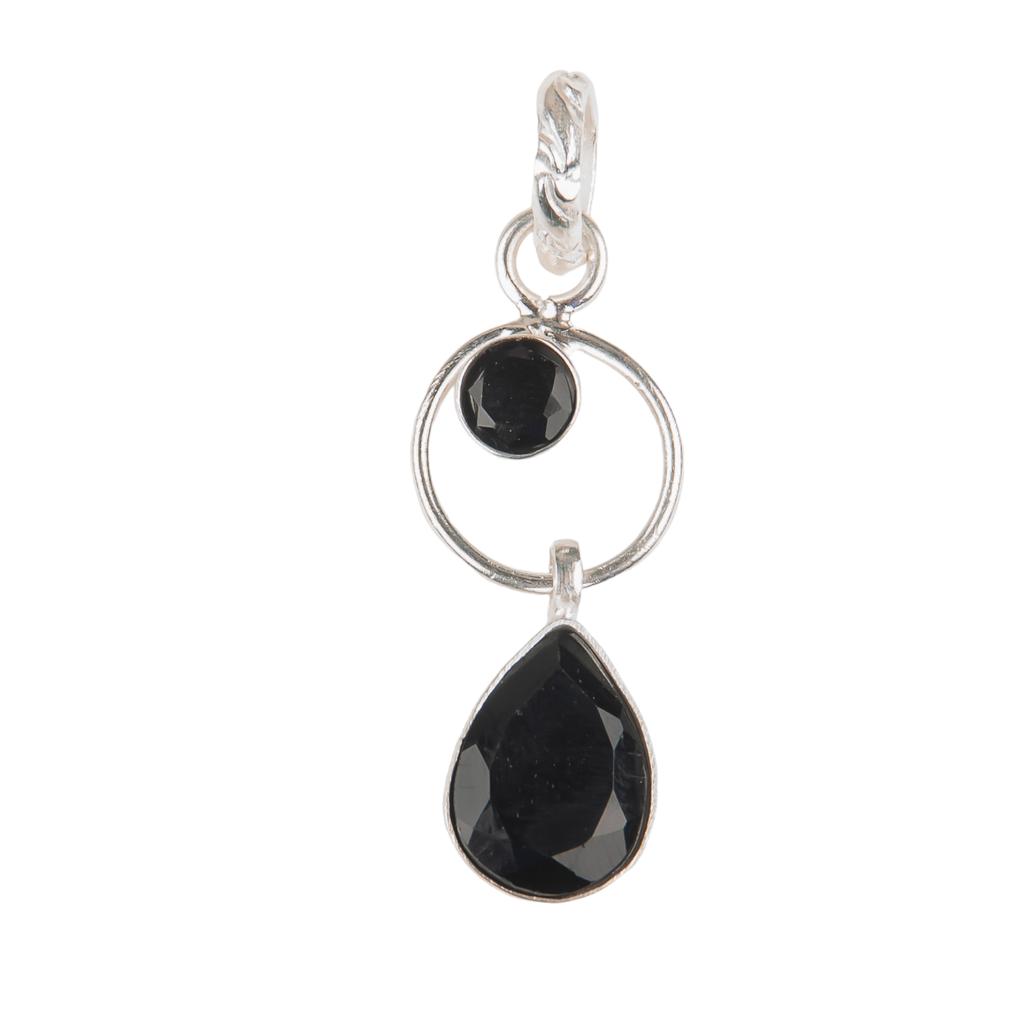 Black Onyx Gemstone 925 Sterling Silver Jewelry Handmade Pendant 1.80" For Women PP-10-13