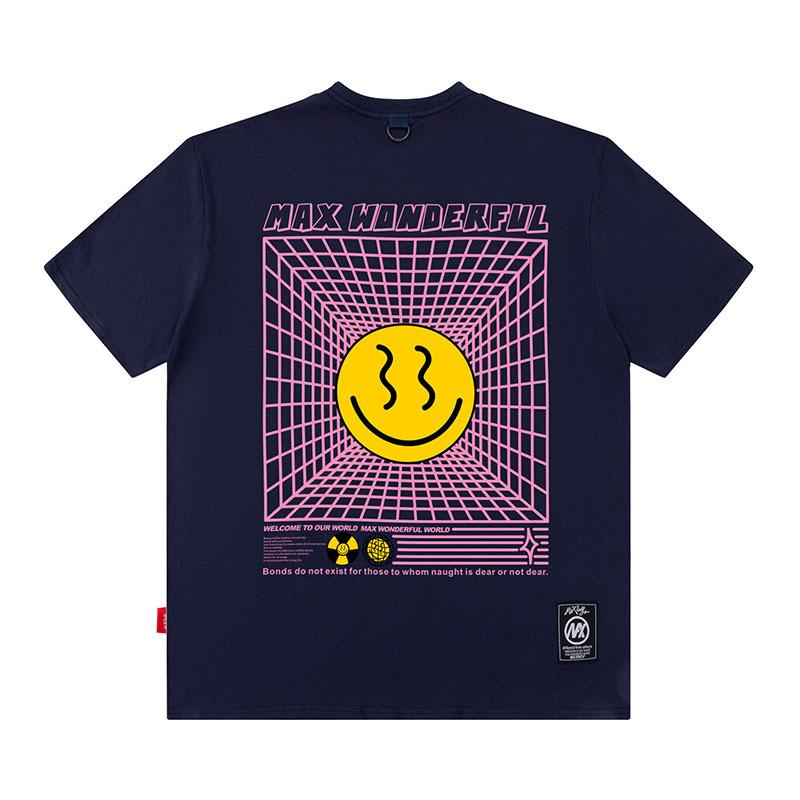 European And American Smiley Face Printing Street Tide Brand Casual Loose Cotton Short-Sleeved T-Shirt Men'S And Women'S High Street