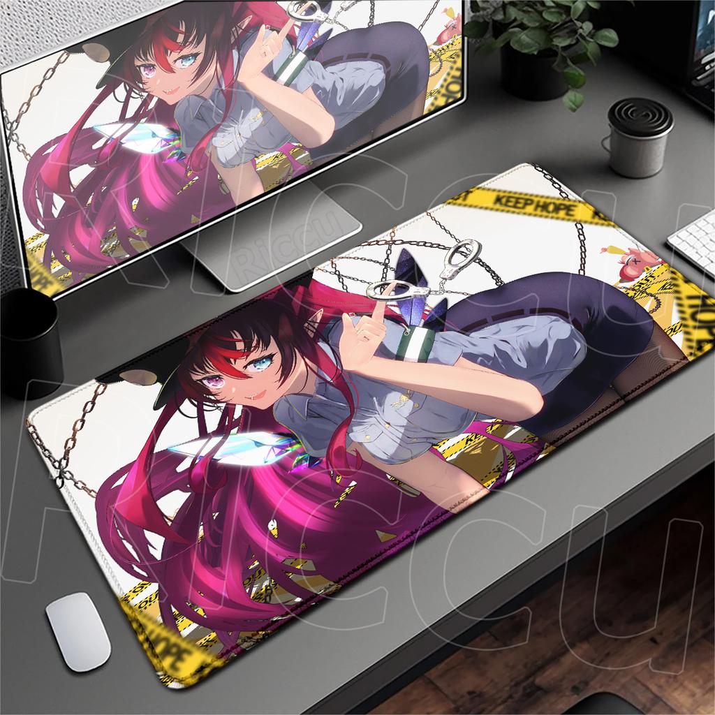 Laptop Tabletop Carpet Hololive Irys Cute Girl Mousepad Large Rubber Notebook Keyboard Mouse Mat Locking Edge Office Rug 90x40cm