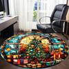1pc Christmas StainedGlass Office Round Area Rug, Under Office Chairs Bedroom Living Room Home Decor, Room Deco