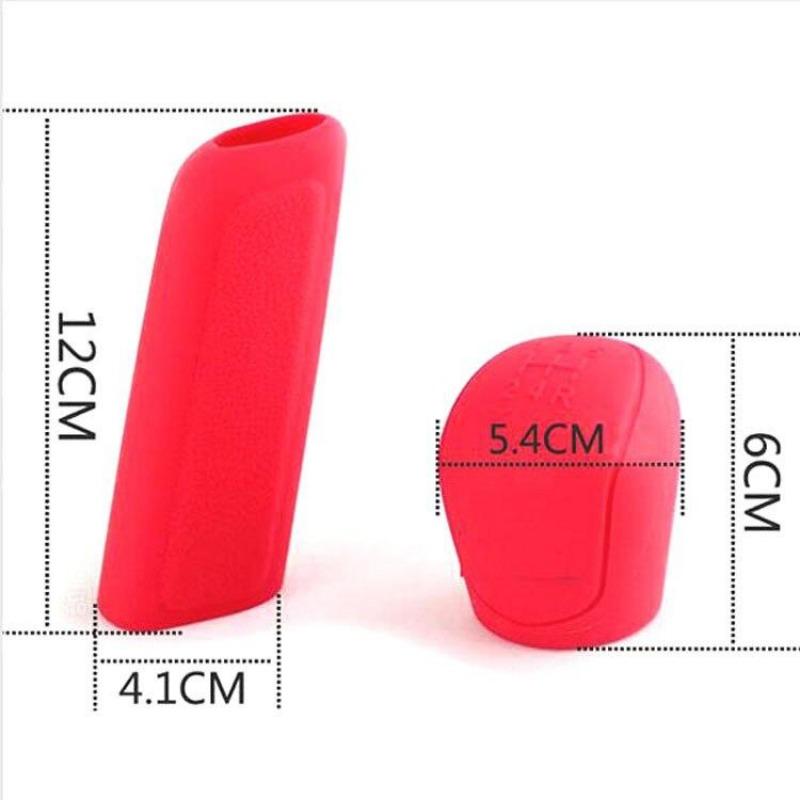 2pcs/set Car Auto Manual Silicone Shift Gear Head Knob Cover Handbrake Hand Brake Covers Sleeve Case Skin Protector Car Styling