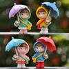 New Anime Cartoon Characters Umbrella Raincoat Girl Mini Pvc Action Figure Doll Decoration Decoration
