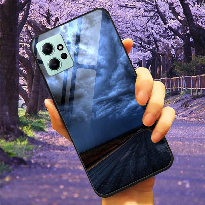 For Xiaomi Redmi Note 12 4G 2023 Case Tempered Glass Starry Marble Hard Back Protective Cover for Redmi NOTE 12 Note12 4G Global