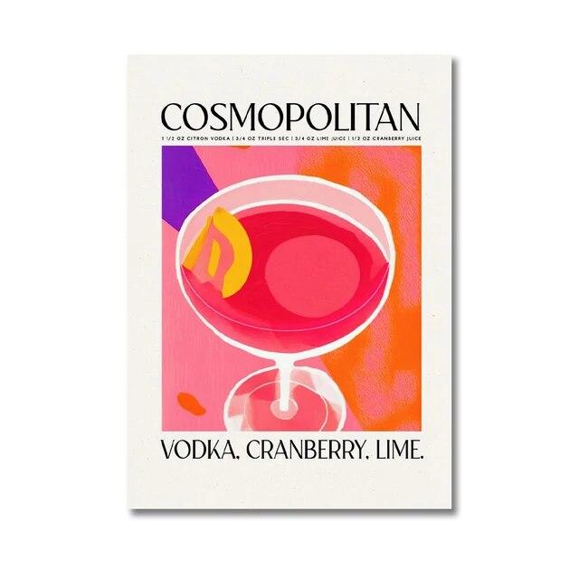 Suc de fructe de desene animate Mojito Caipirinha Bramble Postere și imprimare Aperol Drink Canvas Painting Club Bar Restaurant Home Decor Wall Decor No Frame