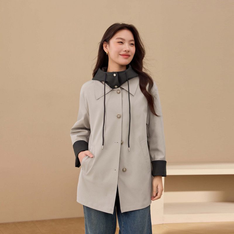 

[Reversible Windbreaker] Reversible Miu Style Color-Blocking Hooded Jacket, Plus-Size Women s Clothing for Curvy Women, New Spring Model Light Green Card 2XL