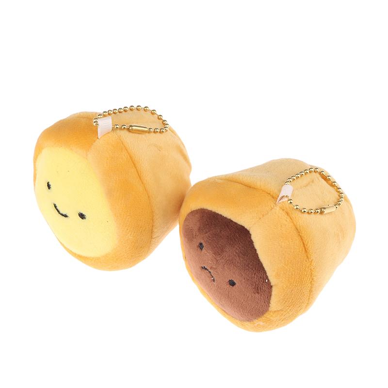 Niedliche Eierkuchen Plüschtier Schlüsselanhänger Cartoon Essen Weiche Stoffpuppe Anhänger Autoschlüsselring Rucksacktasche Dekor Kindergeschenk