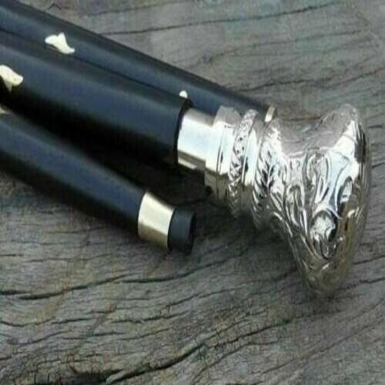 Antique Style Victorian Vintage Designer Brass Handle Cane Wooden Walking Stick