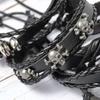 6pcs/Set Black Punk Skull & Star Shaped Alloy & Pu Leather Bracelet