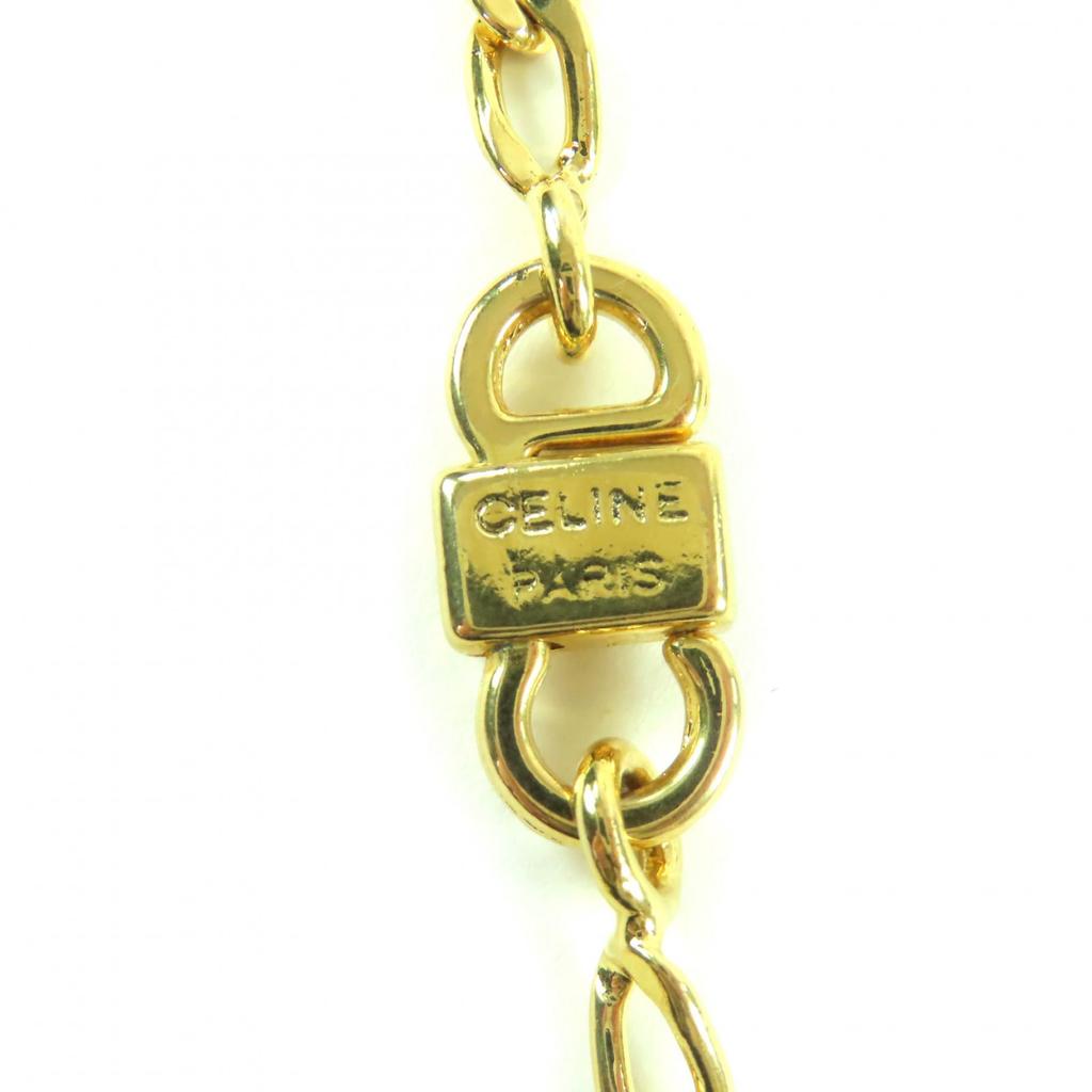 Excellent CELINE Necklace Triomphe 2-way Gold-colored Twist Motif Gold Women Used