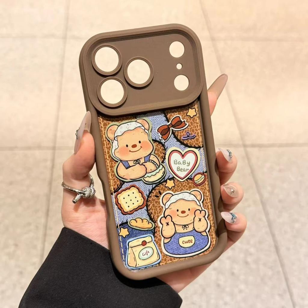 Cute Butter Bear Hand Rope Suitable for Apple 17Promax Mobile Phone Case IP16 Sky Eye Ladder 15 Cartoon 14 Soft