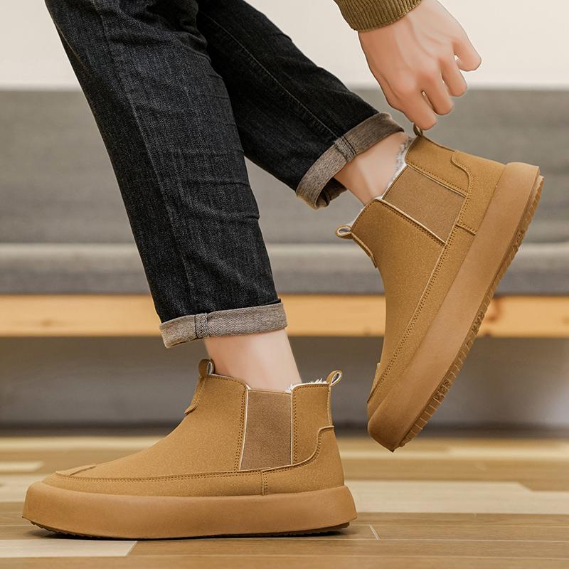 New Winter Warm Men's Snow Boots Fashionable Trend with Thick Velvet for Men's Cotton Shoes Outdoor Slip-resistant Wearresistant