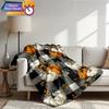 1pc Room Decoration Blanket, Pumpkin, Grid, Leaf Pattern Flannel Blanket jack-o'-lanterns Festive Halloween