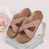 Women's Plus Size Casual Slide Sandals Cross Strap Open Toe Slip On Summer Beach Shoes Comfortable Footbed Lightweight Design