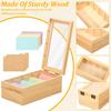 4/5 Slot Index Card Holder Set Wooden Desktop Storage Box with Lid Adjustable Divider File Note Holder Home Recipe Box Organizer