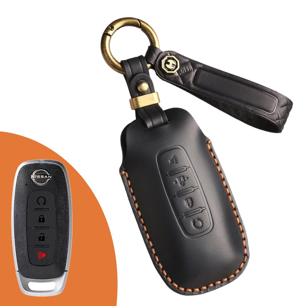 The Retro Key Cover Is Suitable for the New Nissan Xuanyi Teana Exploration Lu Qashqai Qijun Jinke Genuine Leather Keychain.
