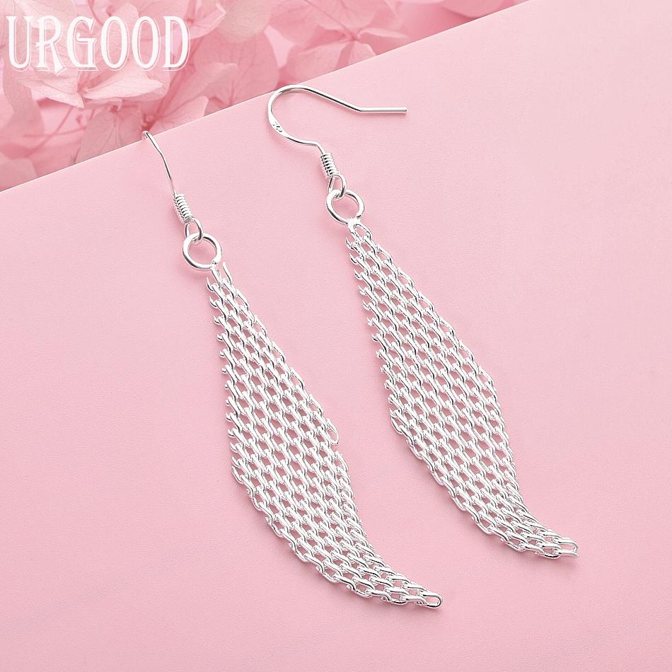 

Серьги-косички из стерлингового серебра 925 пробы, свадебные украшения 7.50*1.50cm