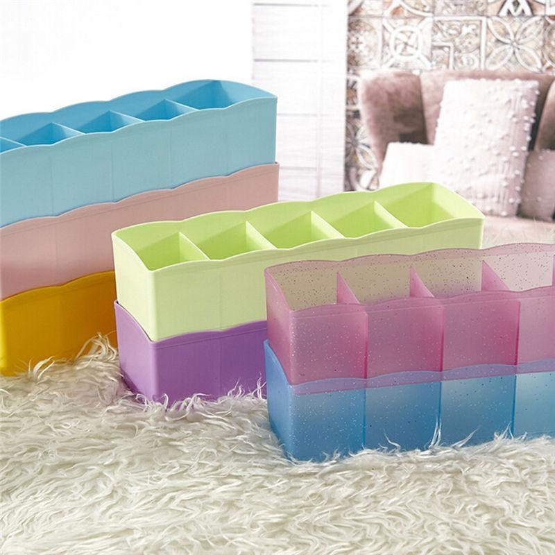 Plastic Organizer Tie Bra Socks Drawer Cosmetic Divider Storage Box Container