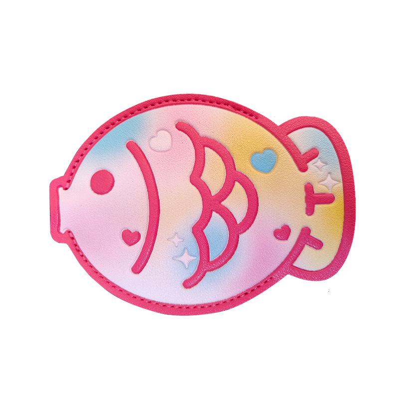 Cute 3D Taiyaki Keychain Card Holder: Compact Leather Cartoon Car Key and Accessory Case