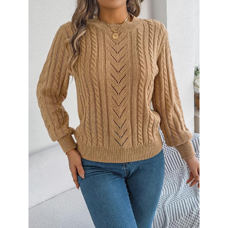 Осень и Зима Повседневный Однотонный Пуловер Свитер с Круглым Вырезом и Длинными Рукавами XL хаки 2390₽