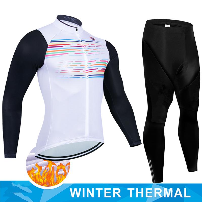 2025 Men Winter Thermal Fleece Cycling Jersey Set MTB Bike Uniform Warm Clothes Maillot Ropa Ciclismo Long Sleeve Clothing