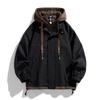 Fake Two-piece Coat Boys Thin Hooded Jacket Youth Autumn and Winter Popular Color Matching High-end Baseball Jersey Men