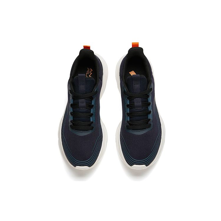 Anta Comfortable Shock Absorbing Breathable Wear Resistant Non Slip Low Top Running Shoes Men Sneakers Black Blue 112145571-2