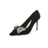 Fashion New Black Rhinestone Bow Women Pumps Luxury Banquet Shoes Sexy High Heels Shoes Women Stilettos Party Shoes Plus Size 43