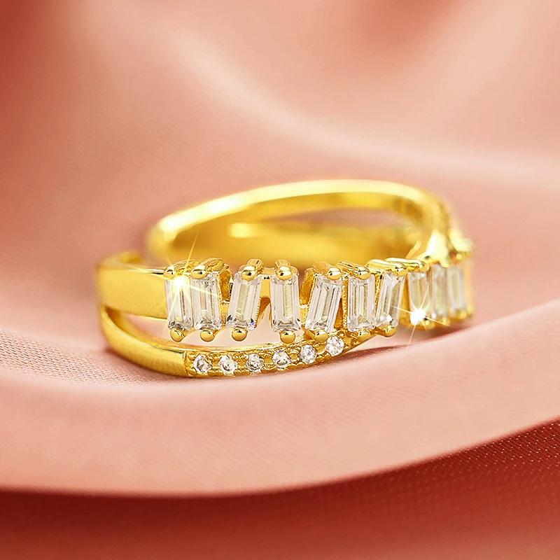 Caoshi Versatile Luxury Adjustable Rings For Women Charming Crystal Cubic Zirconia Wedding Accessories Anniversary Party Jewelry